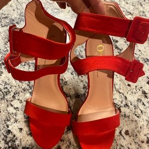 Suade-like, red, size 9 heels. Olivia Ferguson brand